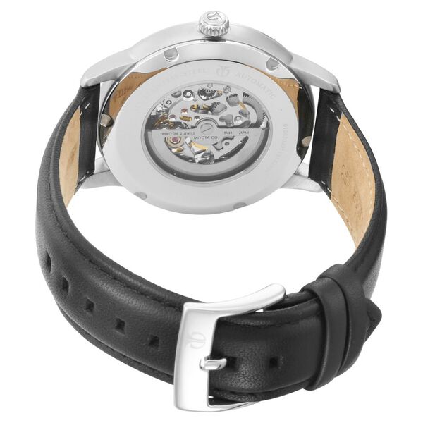 Titan Automatic Silver Dial Black Leather Strap Watch for Men - image number 4
