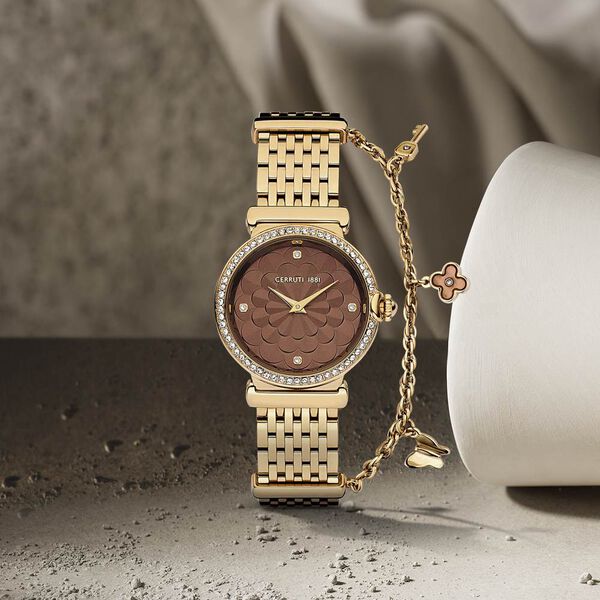 Cerruti 1881 Quartz Analog Brown Dial Stainless Steel Strap Watch for Women - image number 2