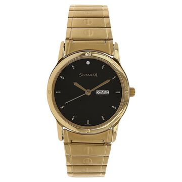 Sonata Quartz Analog Black Dial Stainless Steel Strap Watch for Men