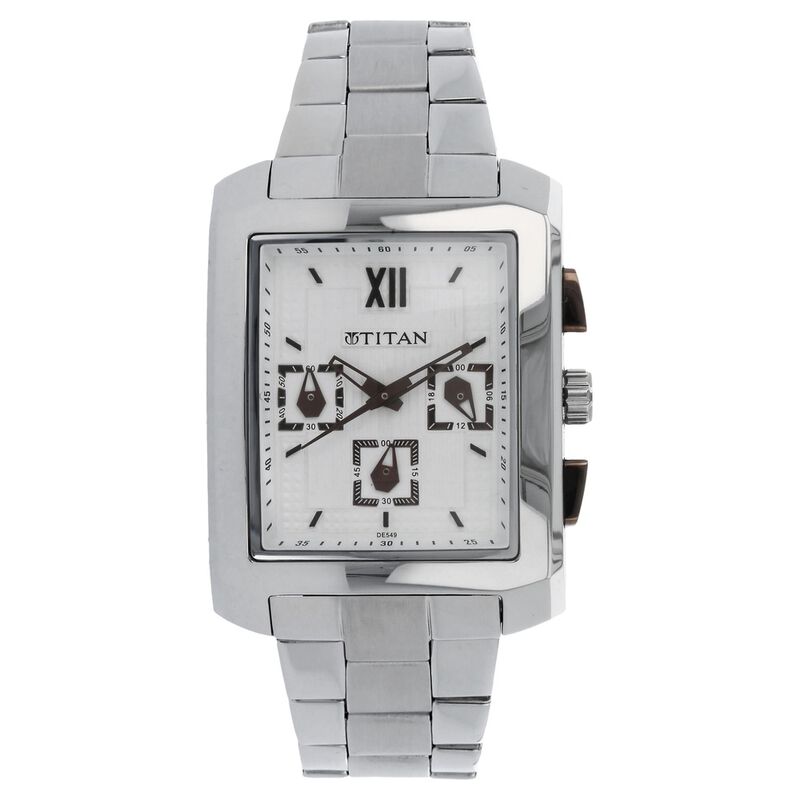 Titan Quartz Chronograph Silver Dial Stainless Steel Strap Watch for Men