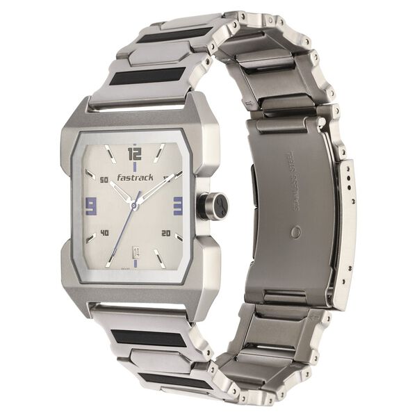 Fastrack Hitlist Quartz Analog with Date White Dial Stainless Steel Strap Watch for Guys - image number 2