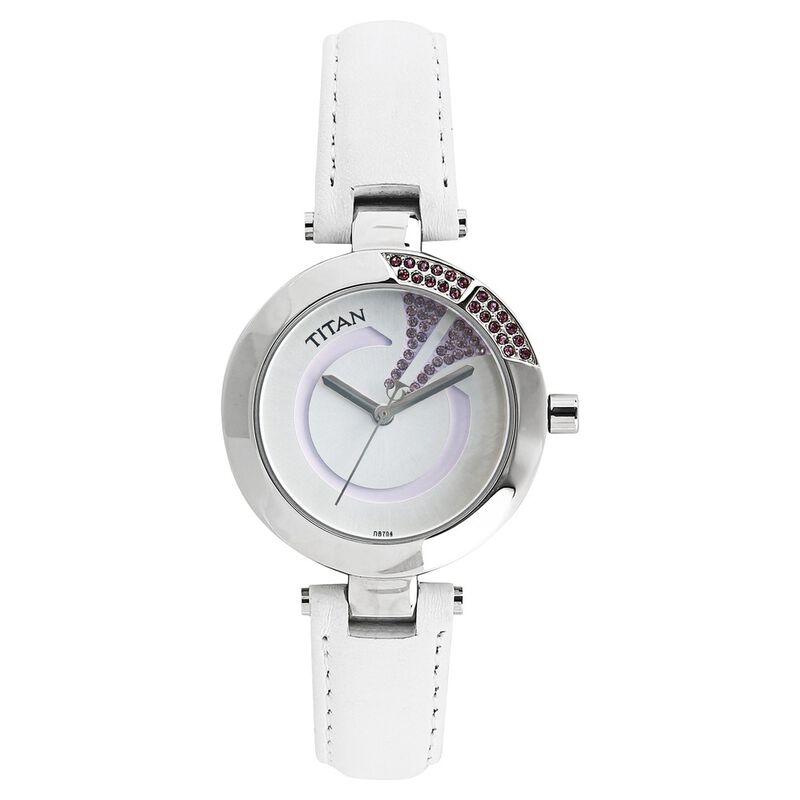 Titan Quartz Analog White Dial Leather Strap Watch for Women - image number 0