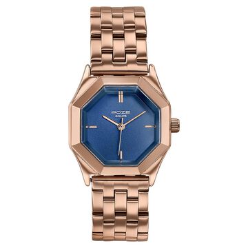Poze By Sonata Quartz Analog Blue Dial Rose Gold Metal Strap Watch For Women