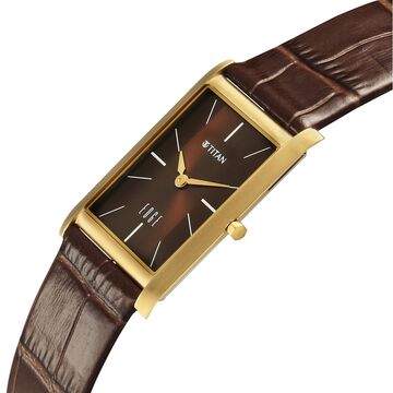 Titan Edge Monture Quartz Analog Brown Dial Brown Leather Strap Watch For Men