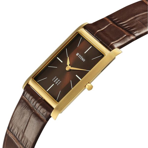 Titan Edge Monture Quartz Analog Brown Dial Brown Leather Strap Watch For Men - image number 4