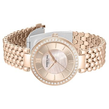 Kenneth Cole Quartz Analog Pink Mother of Pearl Dial Rose Gold Stainless Steel Strap Watch For Women