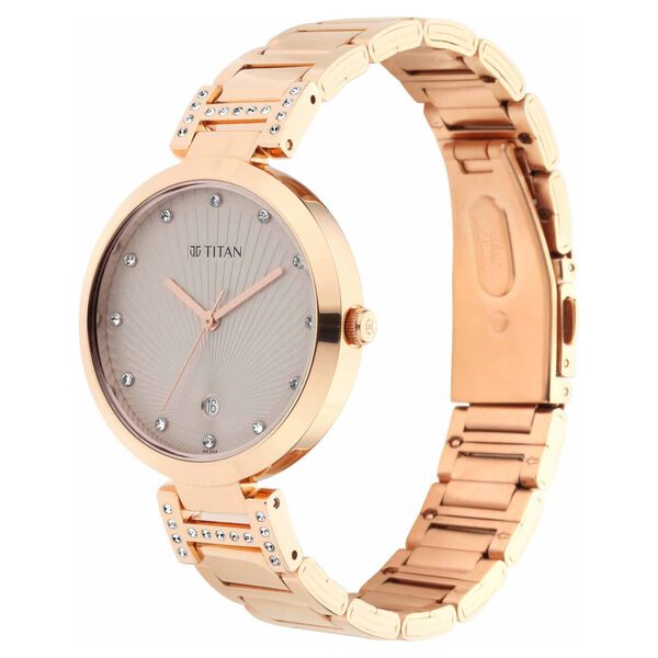 Titan Sparkle Rose Gold Dial Analog with Date Metal Strap watch for Women - image number 1
