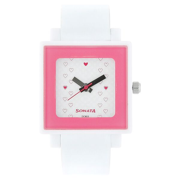 SF Quartz Analog White Dial Plastic Strap Watch for Women - image number 0