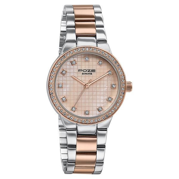 Sonata Poze Quartz Analog Rose Gold Dial Two Toned Colour Stainless Steel Strap Watch For Women - image number 1
