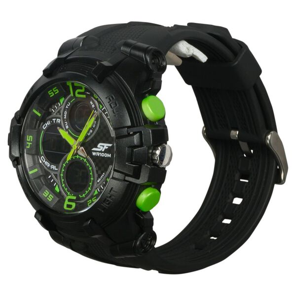 SF Arcade Quartz Analog Digital Dial PU Strap Watch for Men - image number 1