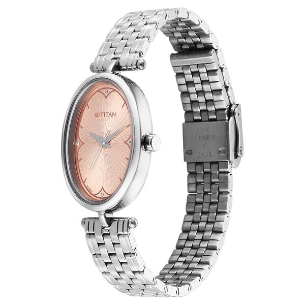 Titan Karishma Quartz Analog Beige Dial Silver Stainless Steel Strap Watch For Women - image number 2
