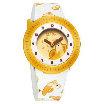 Zoop Analog Watch with Yellow Dial & White Strap for Girls Kids, from House of Titan