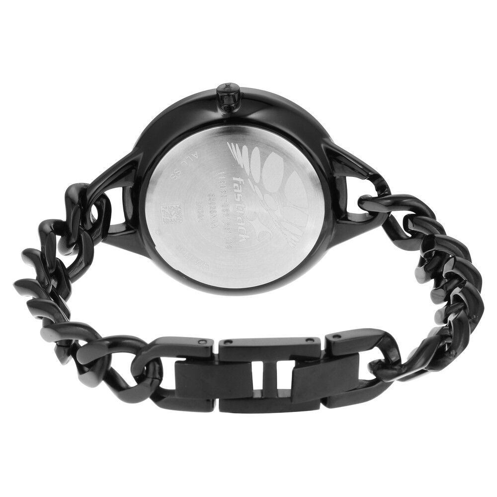 Buy Online Fastrack Glitch Quartz Analog Black Dial Metal Strap