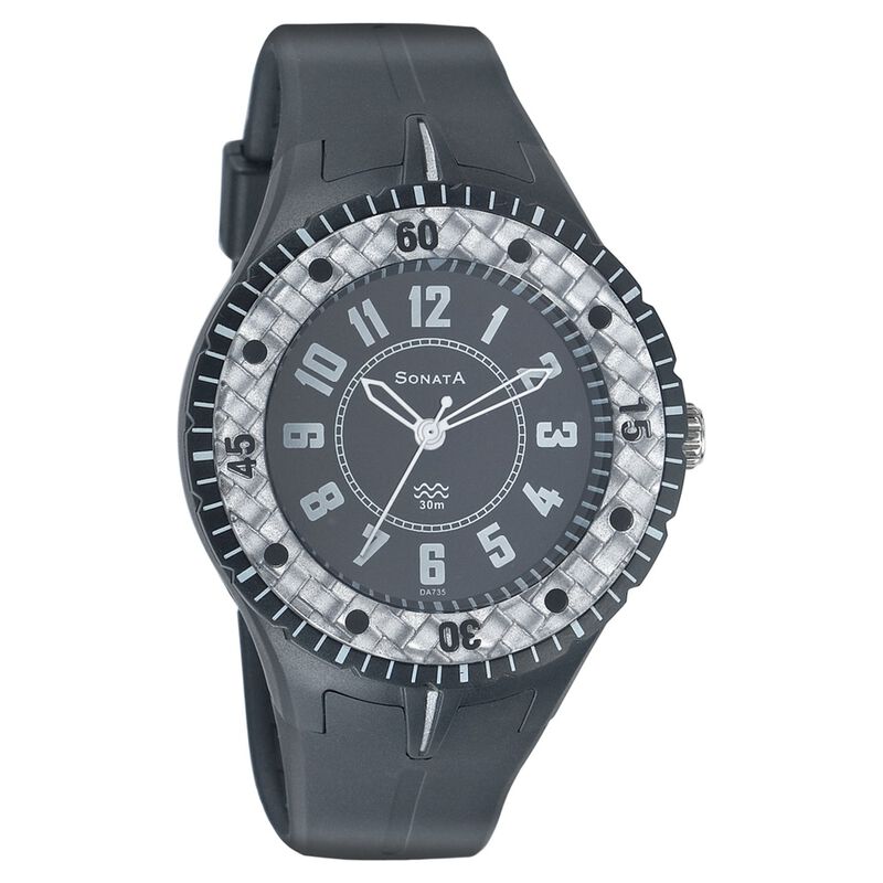 Sonata Quartz Analog Black Dial Strap Watch for Men