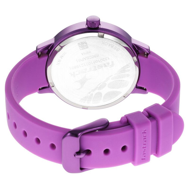 Pop Colours Purple Dial Silicone Strap Watch for Girls - image number 5