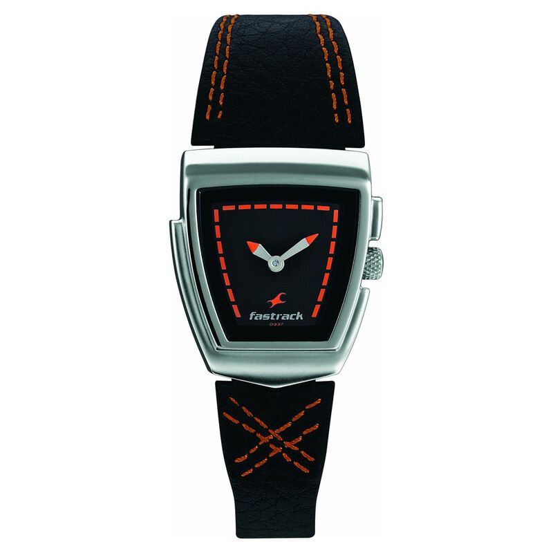 Fastrack Denim Quartz Analog Black Dial Leather Strap Watch for Girls