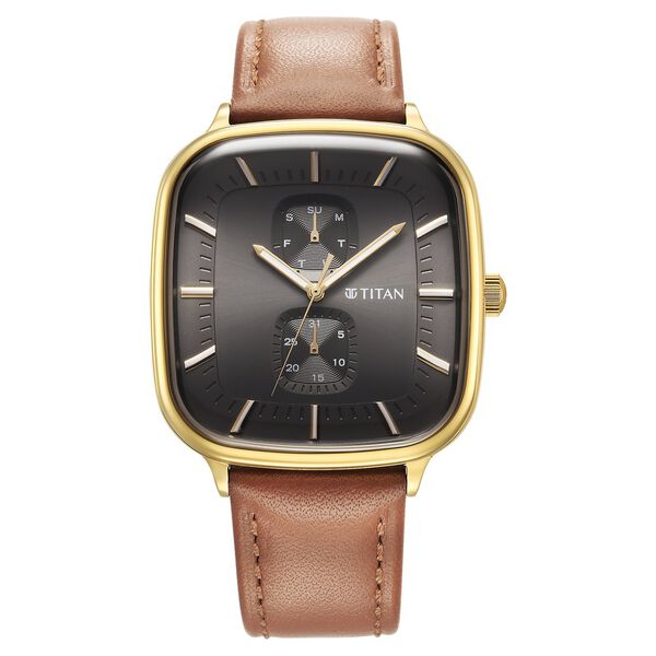 Titan Avant Garde Anthracite Dial Quartz Multifunction Leather Strap watch for Men - image number 0