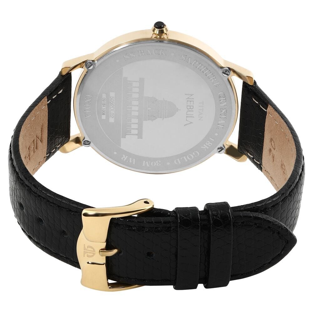 Buy Online Titan Nebula Vintage 18k Gold Analog Leather Strap