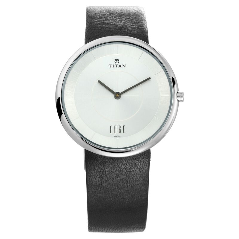 Titan Quartz Analog Silver Dial Leather Strap Watch for Men