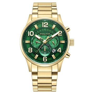 Police Quartz Multifunction Green Dial Stainless Steel Strap Watch for Men