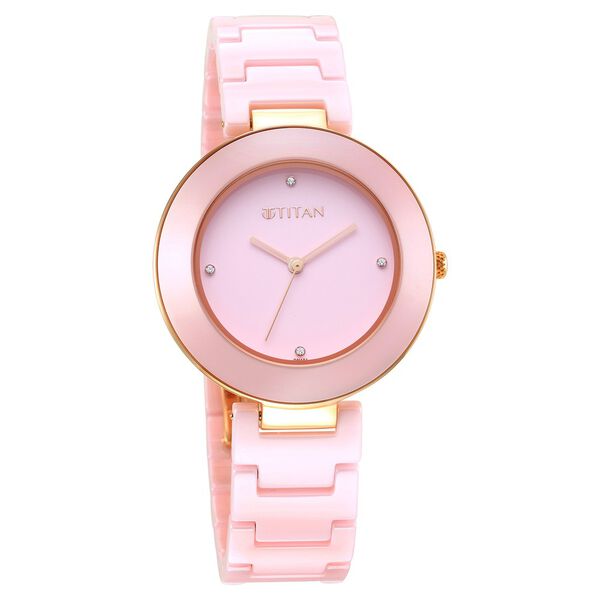 Titan Purple CeramicsPink Dial Analog Ceramic Strap watch for Women - image number 0