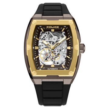 Police Automatic With Self Winding Automatic With Self Winding Black Dial Silicone Strap Watch For Men