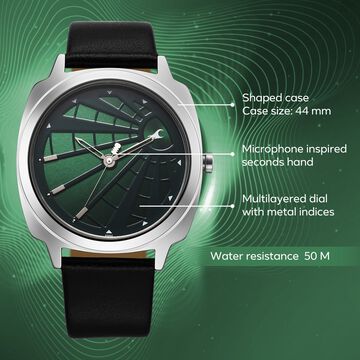 Fastrack Groove Quartz Analog Green Dial Guys Leather Watch