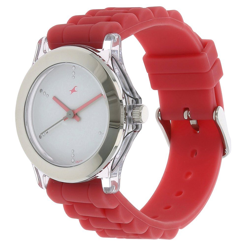 Buy Online Fastrack Quartz Analog White Dial Plastic Strap Watch for Girls np9827pp07 Titan