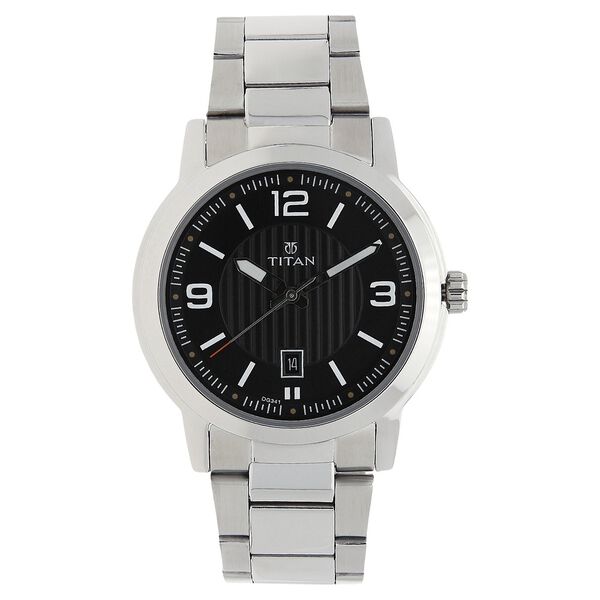 Titan Quartz Analog Analog with Date Black Dial Stainless Steel Strap Watch for Men - image number 0