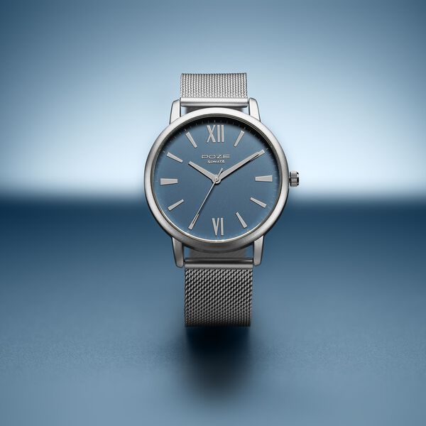 Sonata Poze Quartz Analog Blue Dial Mesh Strap Watch for Men - image number 0