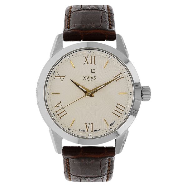 Xylys Swiss Analog Black Leather Strap and Silver Dial Watch For Men - image number 0