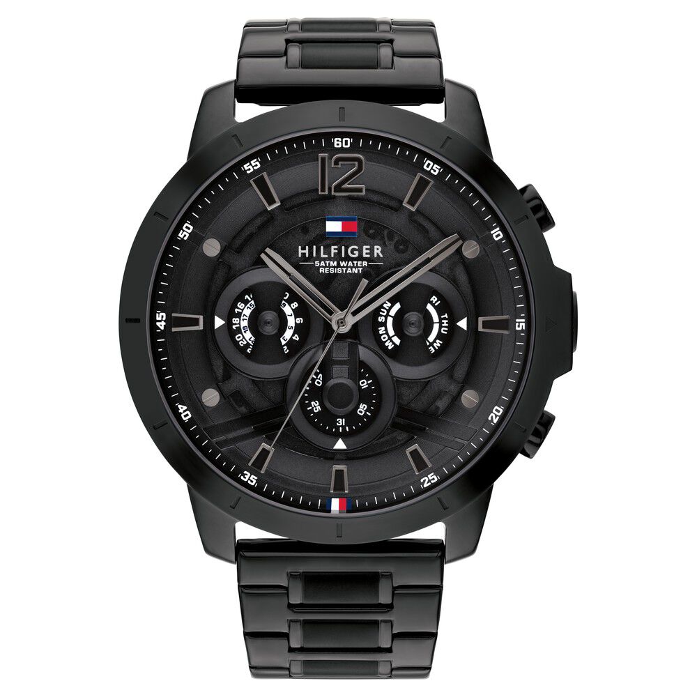 Tommy Hilfiger Quartz Multifunction Black Dial Stainless Steel Strap Watch for Men