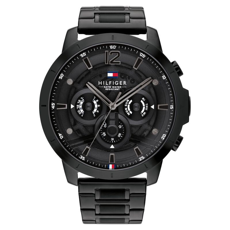 Tommy Hilfiger Multifunction Black Dial Stainless Steel Strap Watch for Men