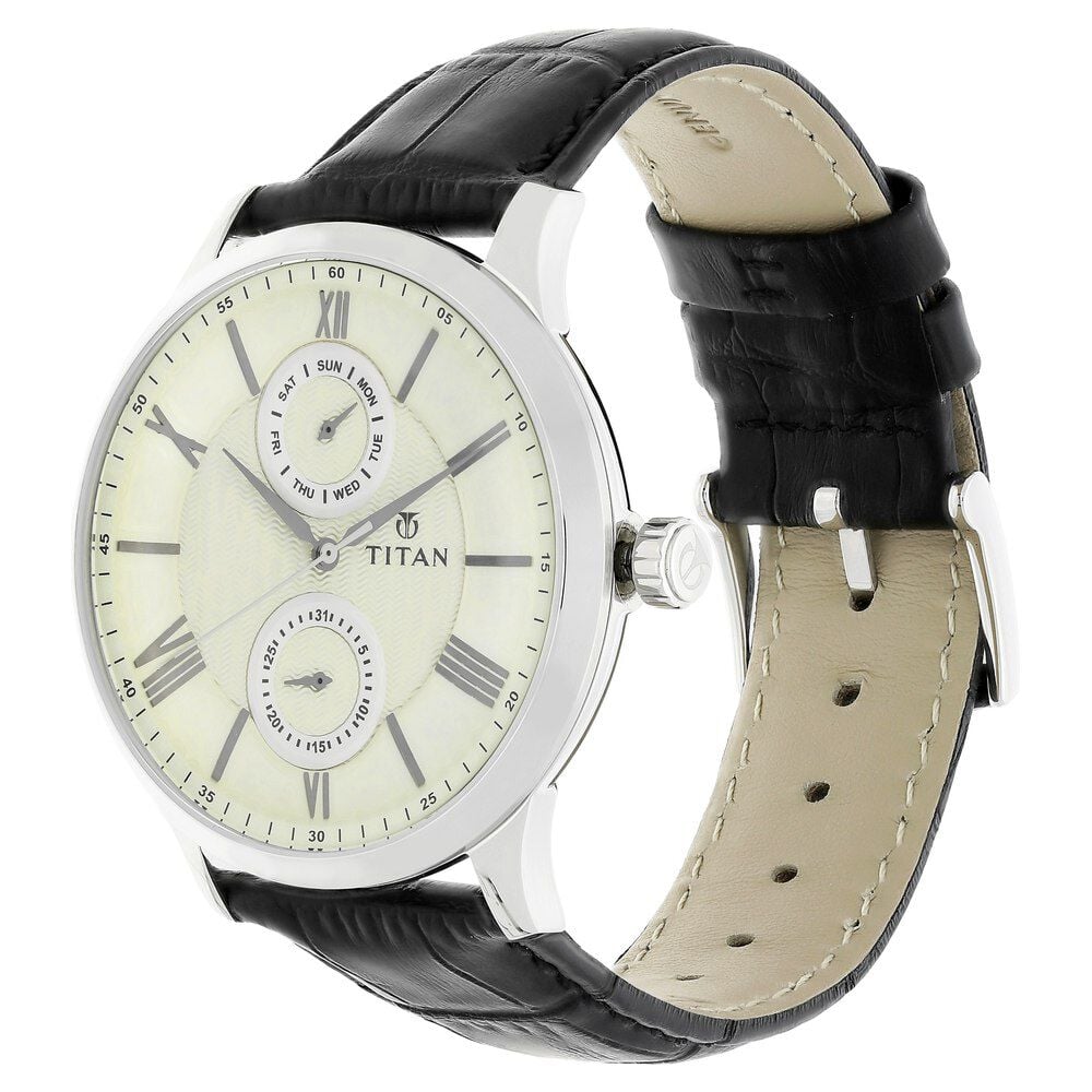 Buy Online Titan On Trend Silver Dial Quartz Multifunction Leather