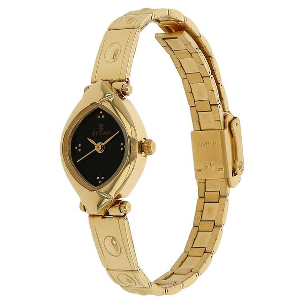 Titan Quartz Analog Black Dial Stainless Steel Strap Watch for Women - image number 1