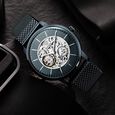 Titan Skeletal Automatic Blue Dial Blue Stainless Steel Strap Watch for Men - image number 3