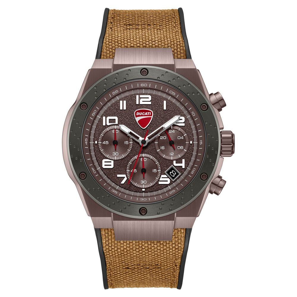 Ducati Quartz Chronograph Brown Dial Black Silicone Strap Watch For Men-image-18
