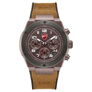 Ducati Quartz Chronograph Brown Dial Black Silicone Strap Watch For Men