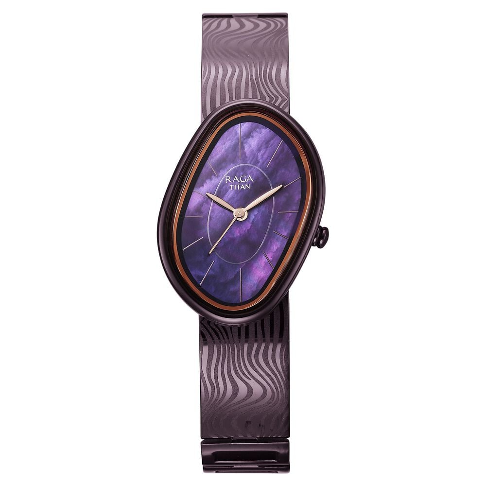Titan Raga Sierra Quartz Analog Prune - Purple Dial Prune - Purple Metal Strap Watch For Women-image-18