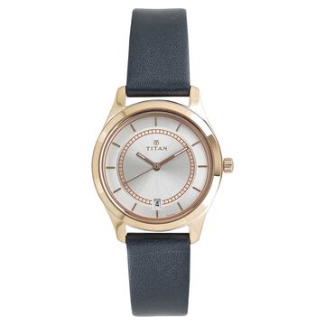 Titan On Trend White Dial Analog with Date Leather Strap watch for Women