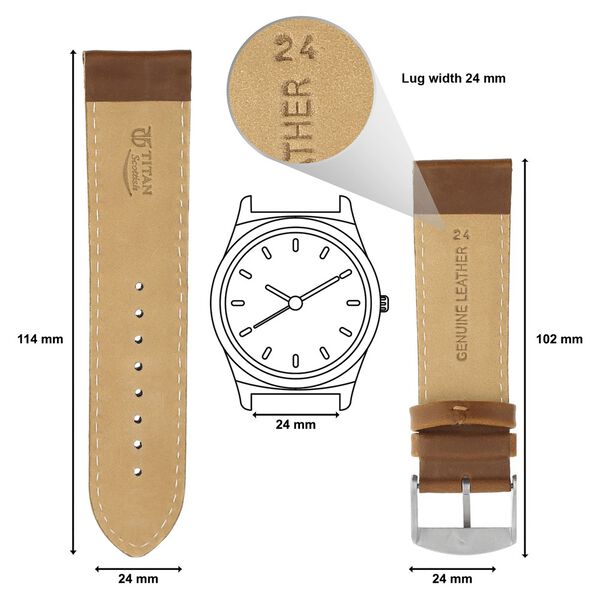 24 mm Brown Genuine Leather Straps for Men - image number 1