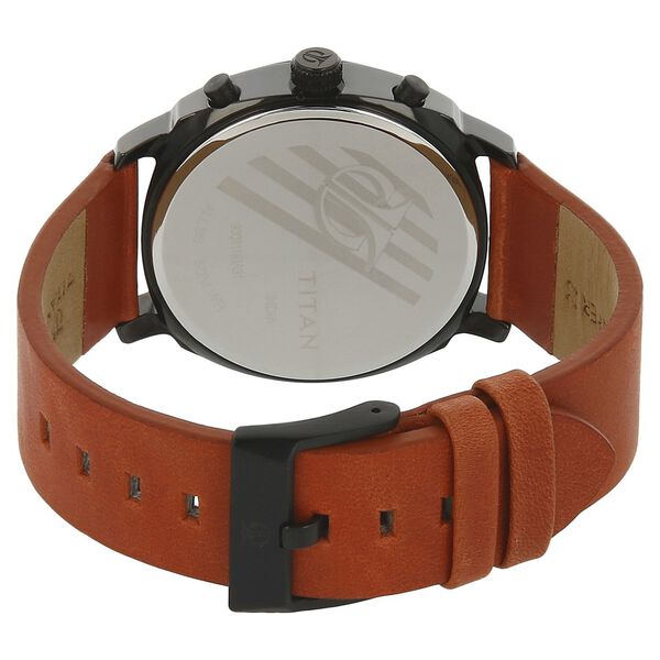 Titan Purple Past Modern Black Dial Chronograph Leather Strap Watch for Men - image number 3