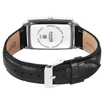 Sonata Festive Quartz Analog Silver Dial Leather Strap Watch For Men