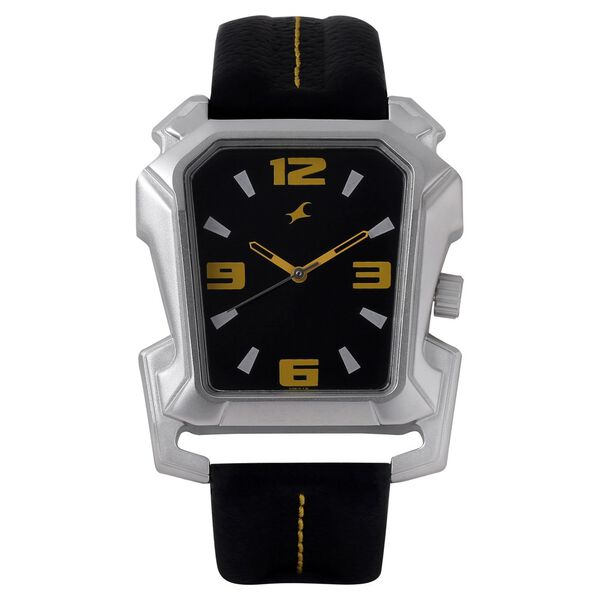 Fastrack Quartz Analog Black Dial Leather Strap Watch for Guys - image number 0