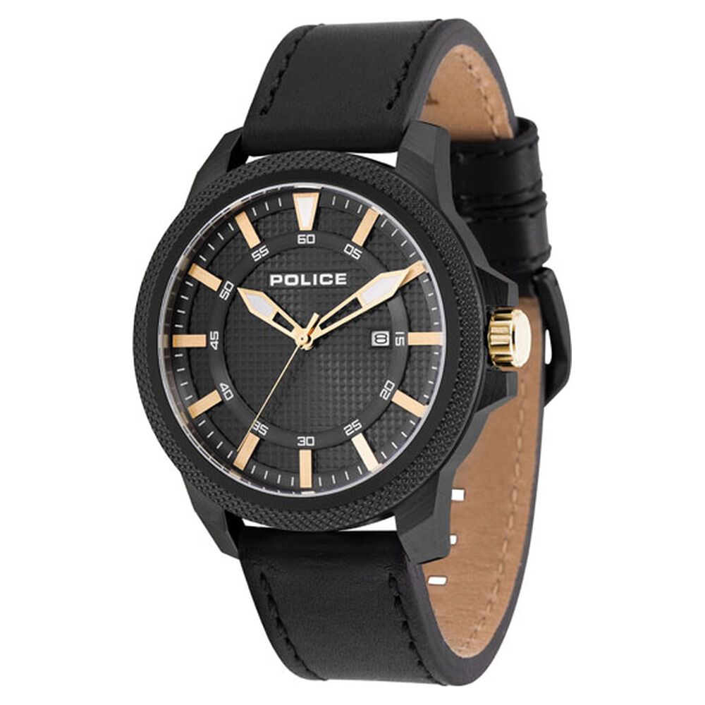 Buy Online Police Quartz Analog with Date Black Dial Leather Strap Watch for Men ncpl14790jsb02 Titan