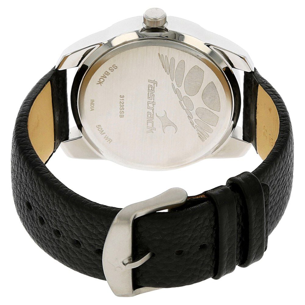 Buy Online Fastrack Quartz Analog Silver Dial Leather Strap Watch for Guys np3123sl01 Titan