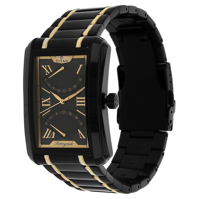 Titan Quartz Multifunction Black Dial Stainless Steel Strap Watch for Men - image number 1