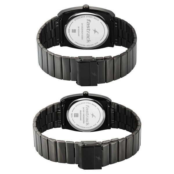 Fastrack Mixmatched Quartz Analog Multicoloured Dial Two Toned Stainless Steel Strap Watch For Couple - image number 4