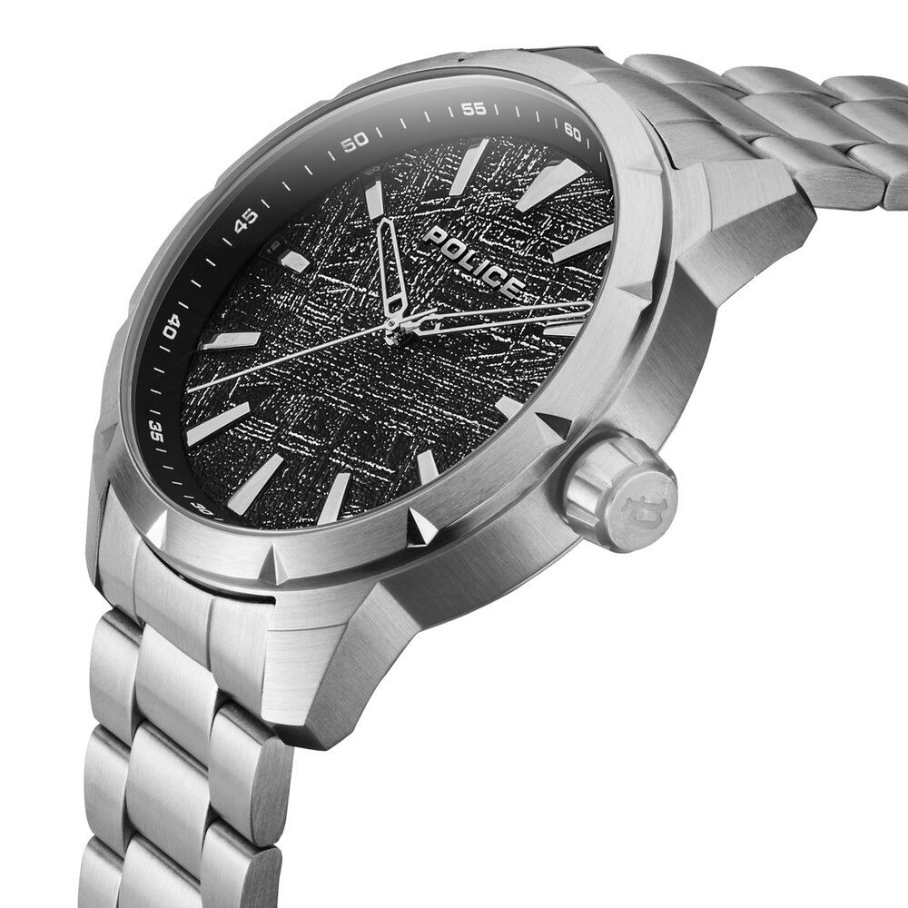Silver watch black face mens shop