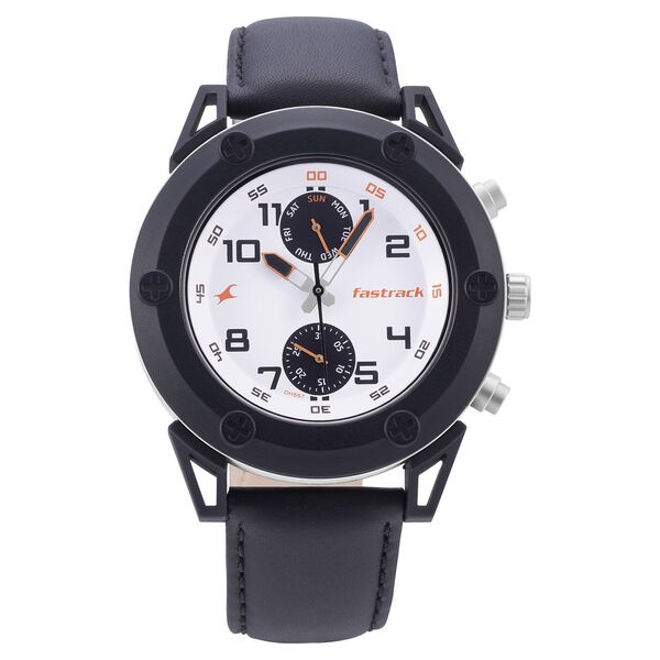 Fastrack Modular Quartz Analog White Dial Leather Strap Watch for Guys - image number 1